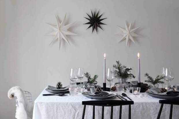 Tendencias decoración navidad 2019: mesas navideñas en blanco y negro